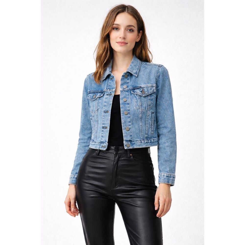 Vintage Harley Davidson Womens XS Cropped Denim Jacket Biker